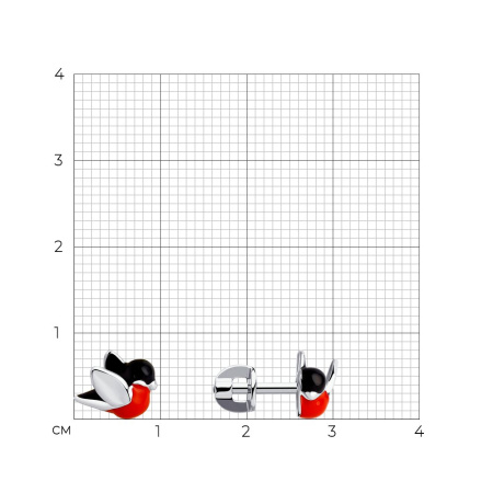 Серьги-пусеты «Снегири» из серебра