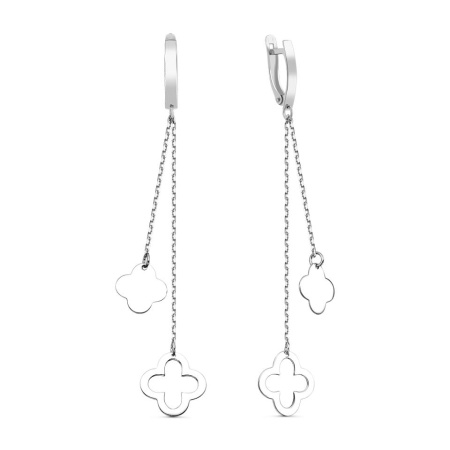 Серьги длинные«Клевер» из серебра