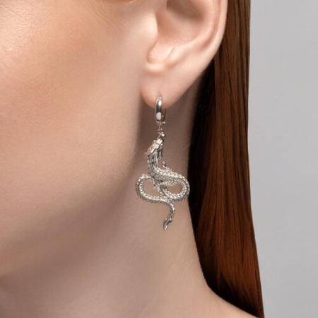 Серебряные серьги «Дракон»