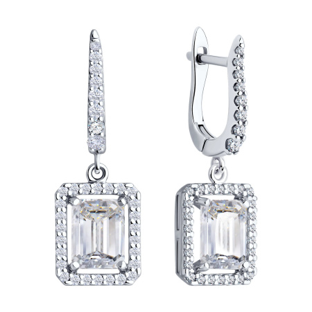 Серьги из серебра с фианитами