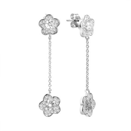 Серьги из серебра с фианитами