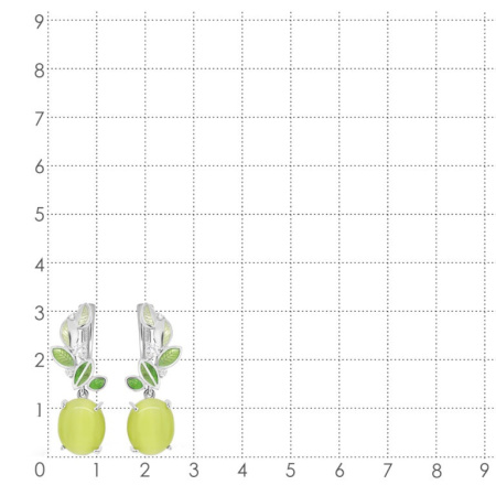 Серьги из серебра с фианитом и эмалью