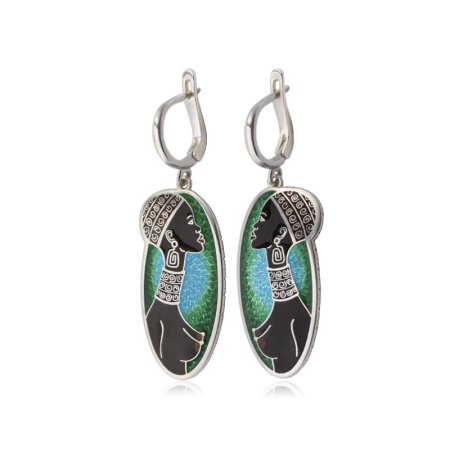 Серебряные серьги «Кения» с эмалью