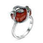 Кольцо из серебра с агатом и марказитами «Змея»