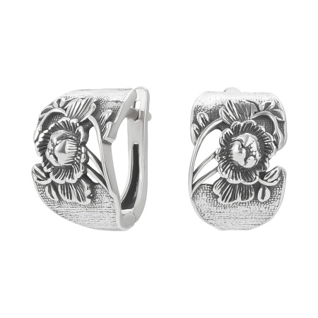 Серьги из серебра «Пион»