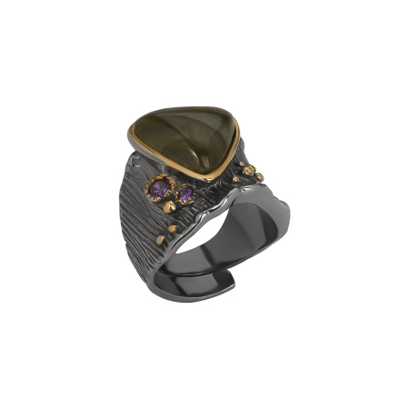 Кольцо из серебра с лабродаритом