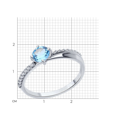 Кольцо из серебра с топазом и фианитами