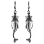 Серьги серебро 925 скелет русалки череп длинные