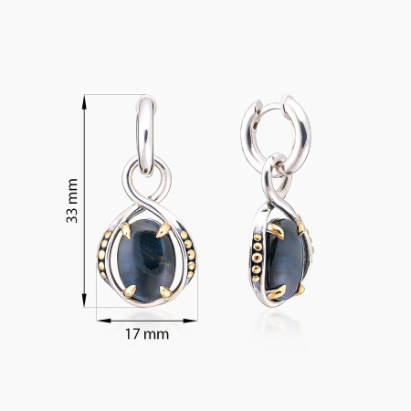 Серьги из серебра с камнем питерсит