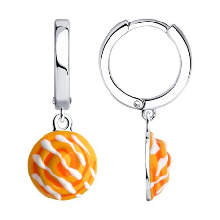 Серьги из серебра с эмалью «Булочка»