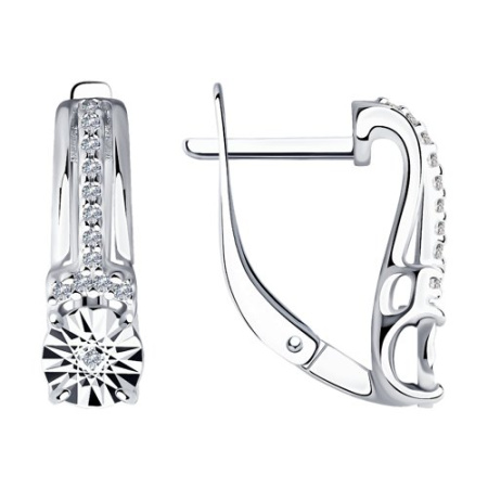 Серьги из серебра с бриллиантами и фианитами