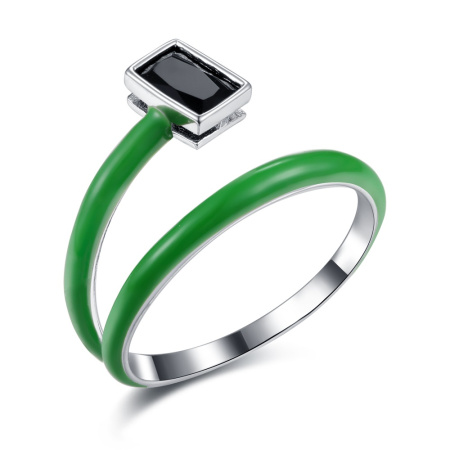 Кольцо из серебра с эмалью и шпинелью