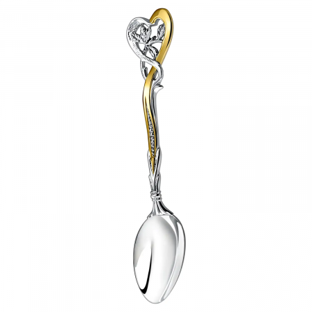 Серебряная чайная ложка «Весна» с позолотой