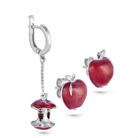 Серьги «Яблочное трио» с эмалью