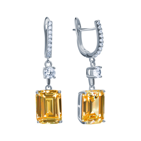 Серьги из серебра с фианитами