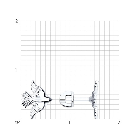 Серьги-пусеты из серебра «Ласточка»