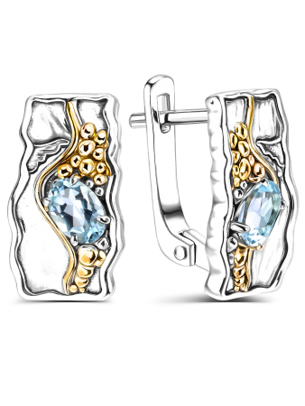 Серьги из серебра с топазом в позолоте