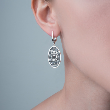 Серьги женские из серебра 925 Черепаха овал оберег символ