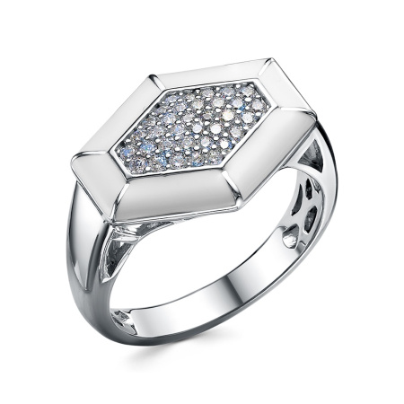 Серебряное кольцо с кубическим цирконием и эмалью