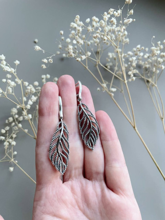 Серебряные серьги «Перышки»