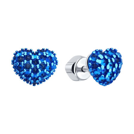 Серьги-пусеты из серебра с фианитами «Сердце»
