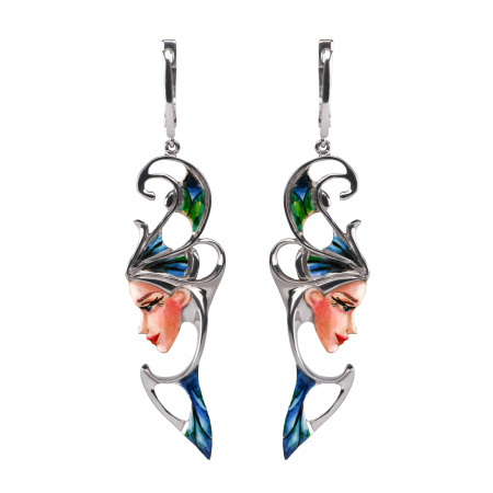 Серебряные серьги с эмалью