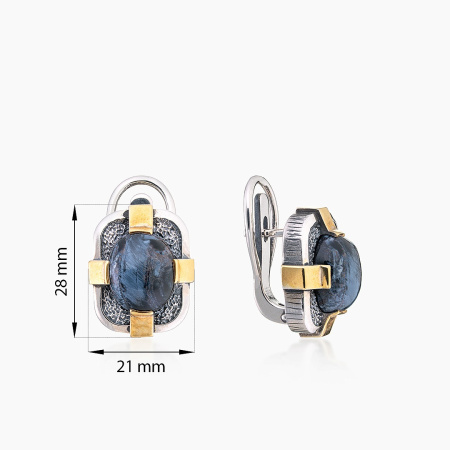 Серьги из серебра с камнем питерсит