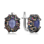 Серьги из серебра 925 пробы с сапфирами и танзанитами