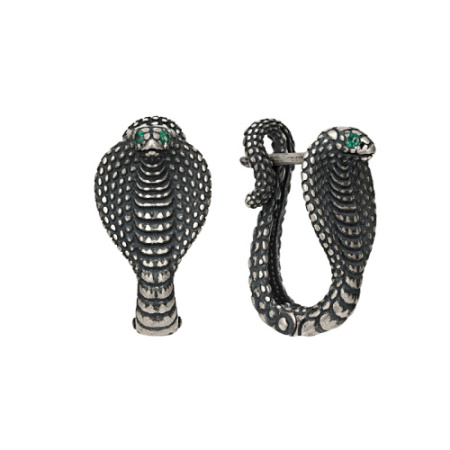 Серьги из серебра с фианитом «Змея»