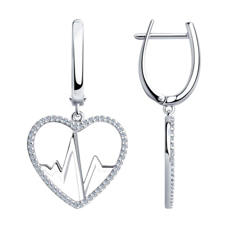 Серьги из серебра с фианитами