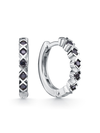 Серебряные серьги хупы с сапфирами