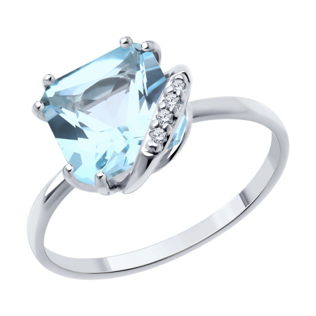 Серебряное кольцо с топазом и фианитами