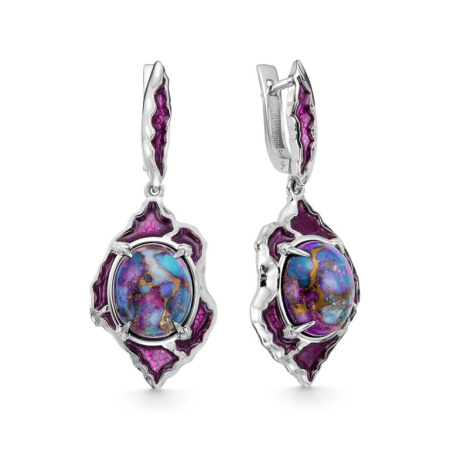Серьги из серебра с бирюзой и эмалью