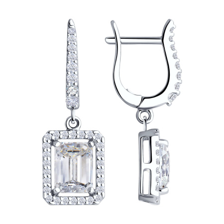 Серьги из серебра с фианитами