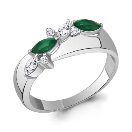 Кольцо из серебра с агатами и фианитами