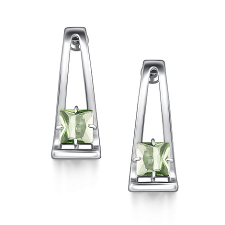 Серьги-пусеты из серебра с празиолитом