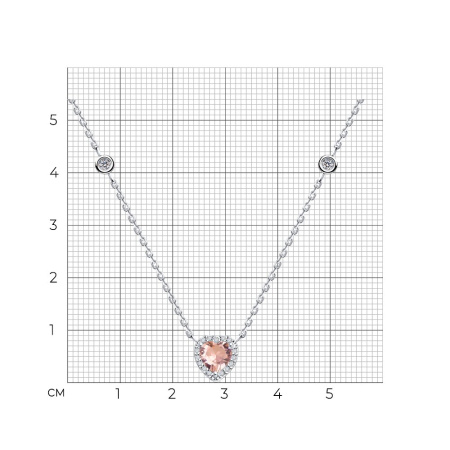 Колье из серебра с ситаллом и фианитами «Сердце»