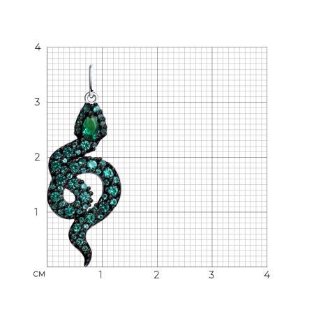 Подвеска из серебра с фианитами «Змея»
