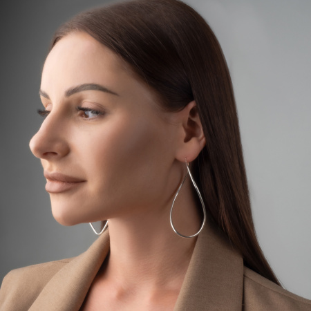 Серебряные серьги конго «Восьмерка» средние 7 см