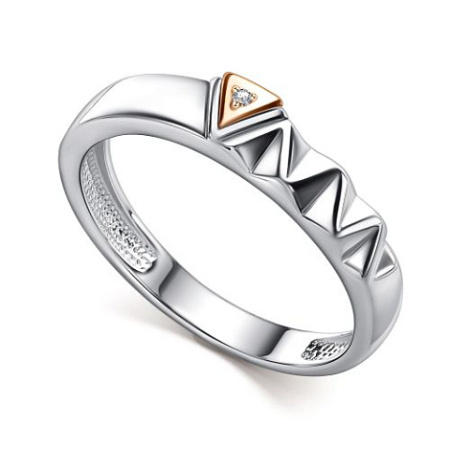 Кольцо из серебра с бриллиантом и позолотой