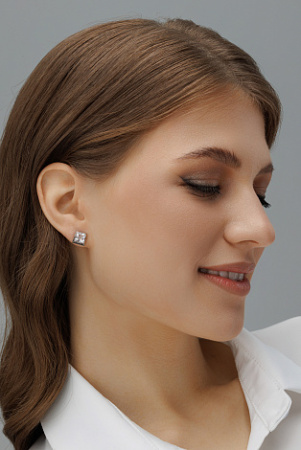 Серьги-пусеты из серебра с горным хрусталем