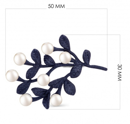 Брошь из серебра с жемчугом и эмалью