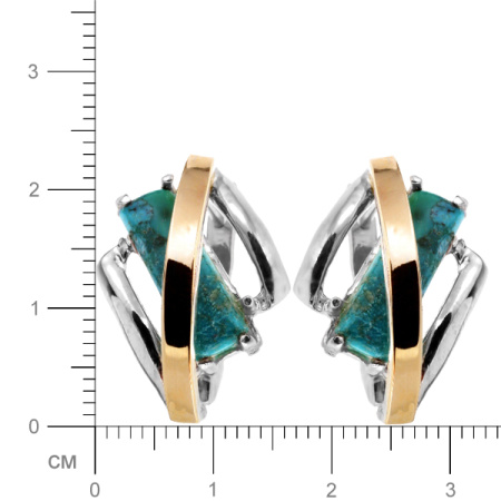 Серебряные серьги с золотом и бирюзой