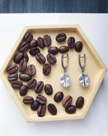 Серьги из серебра «Кофейные зерна»