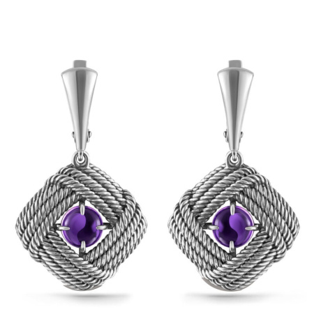 Серьги из серебра с кварцем