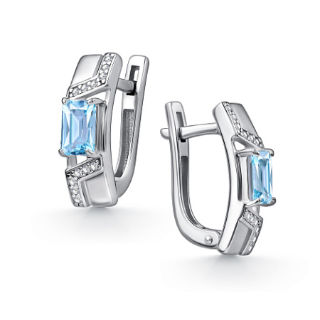 Серьги из серебра с топазами и фианитами