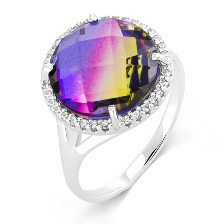 Кольцо из серебра с аметрином и фианитами