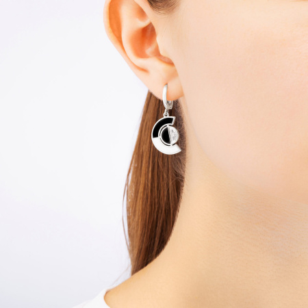 Cеребряные серьги-подвески «B&W»