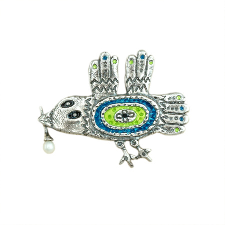 Серебряная брошь «Птичка»