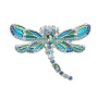 Брошь из серебра «Стрекоза» с витражной эмалью, топазами и зелеными кварцами